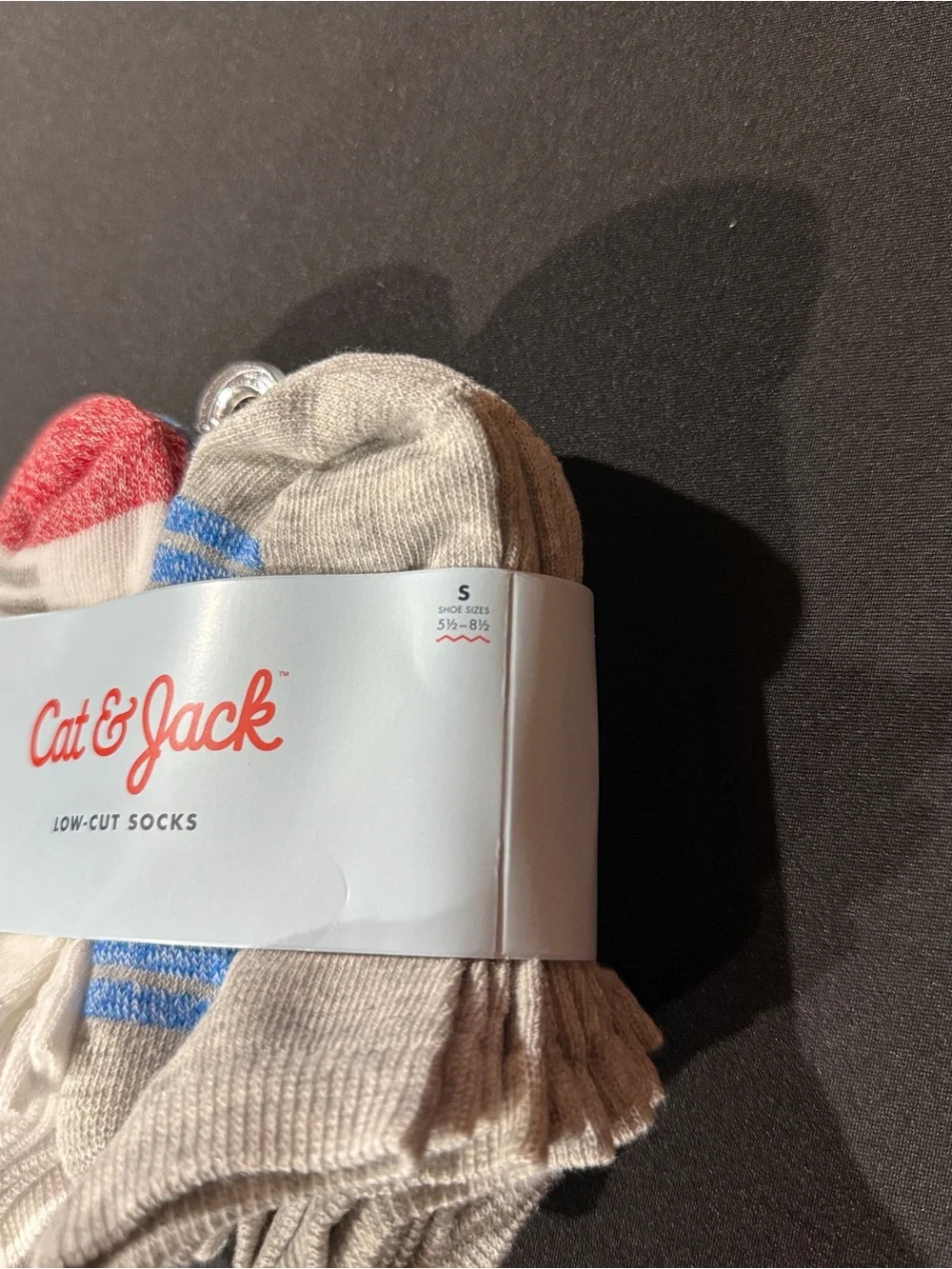Cat & Jack Low-Cut Socks 10-Pack – White with Red & Blue Accents